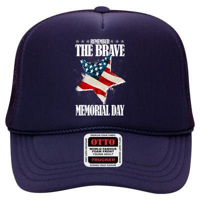 Memorial Day Remember The Brave High Crown Mesh Back Trucker Hat