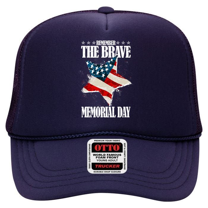 Memorial Day Remember The Brave High Crown Mesh Back Trucker Hat