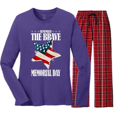 Memorial Day Remember The Brave Women's Long Sleeve Flannel Pajama Set 