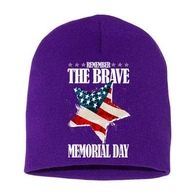 Memorial Day Remember The Brave Short Acrylic Beanie