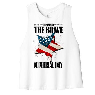 Memorial Day Remember The Brave Women's Racerback Cropped Tank