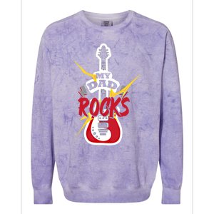 My Dad Rocks Bass Guitar Player Daddy Fathers Day Gift Colorblast Crewneck Sweatshirt