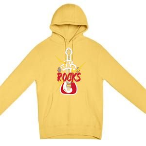 My Dad Rocks Bass Guitar Player Daddy Fathers Day Gift Premium Pullover Hoodie