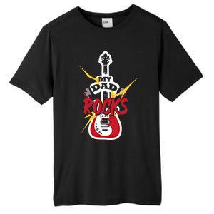 My Dad Rocks Bass Guitar Player Daddy Fathers Day Gift Tall Fusion ChromaSoft Performance T-Shirt