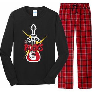 My Dad Rocks Bass Guitar Player Daddy Fathers Day Gift Long Sleeve Pajama Set