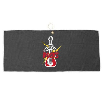 My Dad Rocks Bass Guitar Player Daddy Fathers Day Gift Large Microfiber Waffle Golf Towel