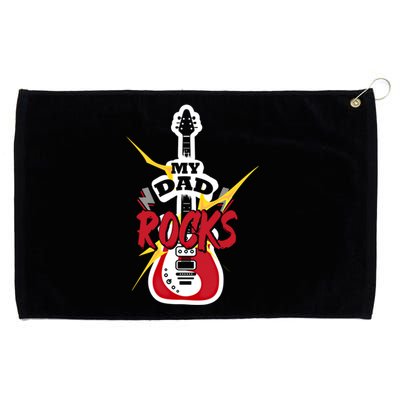 My Dad Rocks Bass Guitar Player Daddy Fathers Day Gift Grommeted Golf Towel