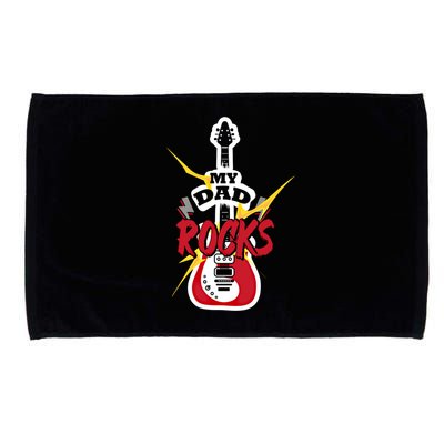 My Dad Rocks Bass Guitar Player Daddy Fathers Day Gift Microfiber Hand Towel