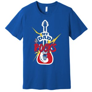 My Dad Rocks Bass Guitar Player Daddy Fathers Day Gift Premium T-Shirt