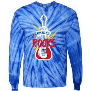 My Dad Rocks Bass Guitar Player Daddy Fathers Day Gift Tie-Dye Long Sleeve Shirt