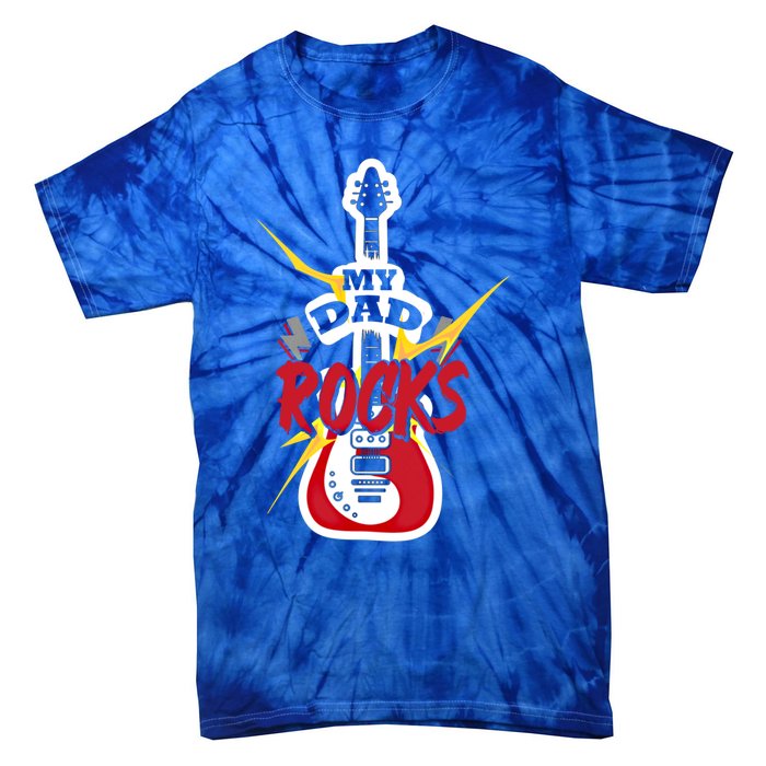 My Dad Rocks Bass Guitar Player Daddy Fathers Day Gift Tie-Dye T-Shirt