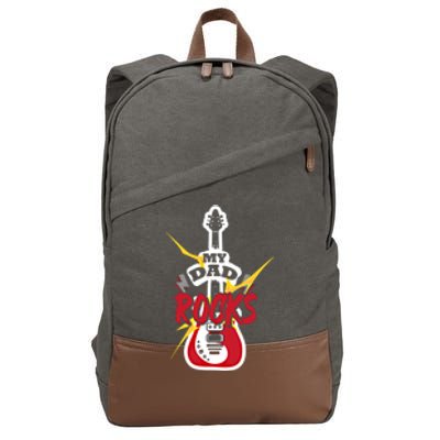 My Dad Rocks Bass Guitar Player Daddy Fathers Day Gift Cotton Canvas Backpack