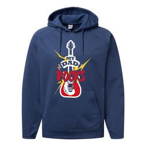 My Dad Rocks Bass Guitar Player Daddy Fathers Day Gift Performance Fleece Hoodie