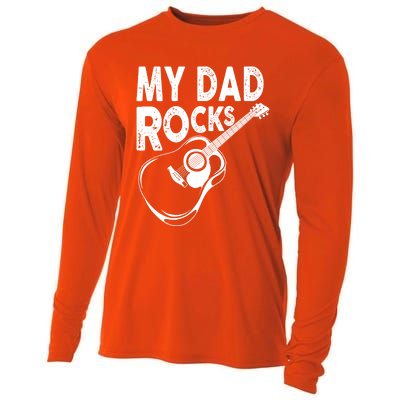 My Dad Rocks/ Father Day Quote Saying Cool Gift Cooling Performance Long Sleeve Crew