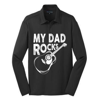 My Dad Rocks/ Father Day Quote Saying Cool Gift Silk Touch Performance Long Sleeve Polo