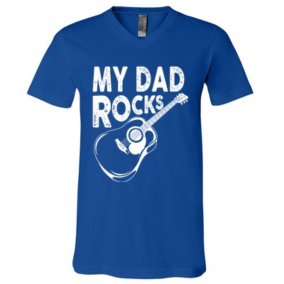 My Dad Rocks/ Father Day Quote Saying Cool Gift V-Neck T-Shirt