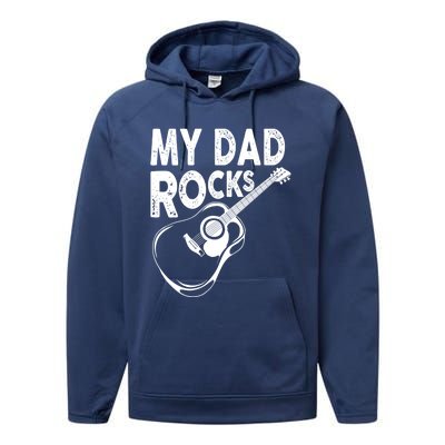 My Dad Rocks/ Father Day Quote Saying Cool Gift Performance Fleece Hoodie