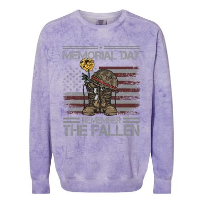 Memorial Day Remember The Fallen Veteran Military Vintage Colorblast Crewneck Sweatshirt