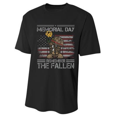 Memorial Day Remember The Fallen Veteran Military Vintage Performance Sprint T-Shirt