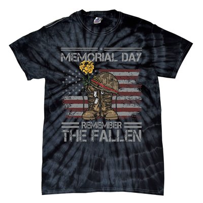 Memorial Day Remember The Fallen Veteran Military Vintage Tie-Dye T-Shirt