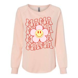 Mother Day Retro Happy Face Mama Groovy Daisy Flower Smile Face Trendy Womens California Wash Sweatshirt