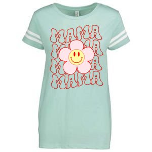 Mother Day Retro Happy Face Mama Groovy Daisy Flower Smile Face Trendy Enza Ladies Jersey Football T-Shirt