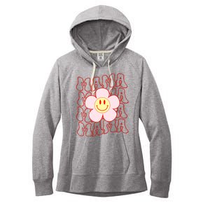 Mother Day Retro Happy Face Mama Groovy Daisy Flower Smile Face Trendy Women's Fleece Hoodie