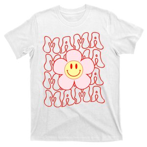 Mother Day Retro Happy Face Mama Groovy Daisy Flower Smile Face Trendy T-Shirt