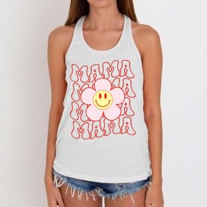 Mother Day Retro Happy Face Mama Groovy Daisy Flower Smile Face Trendy Women's Knotted Racerback Tank