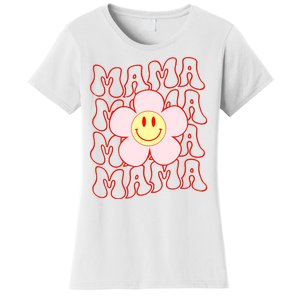 Mother Day Retro Happy Face Mama Groovy Daisy Flower Smile Face Trendy Women's T-Shirt