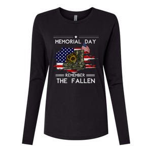 Memorial Day Remember The Fallen Veteran Military Womens Cotton Relaxed Long Sleeve T-Shirt