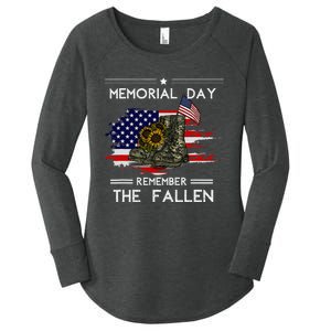 Memorial Day Remember The Fallen Veteran Military Women's Perfect Tri Tunic Long Sleeve Shirt