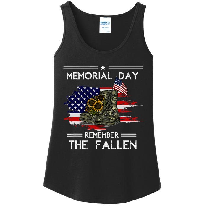 Memorial Day Remember The Fallen Veteran Military Ladies Essential Tank