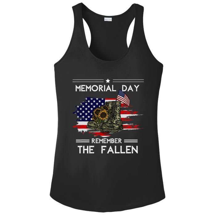 Memorial Day Remember The Fallen Veteran Military Ladies PosiCharge Competitor Racerback Tank