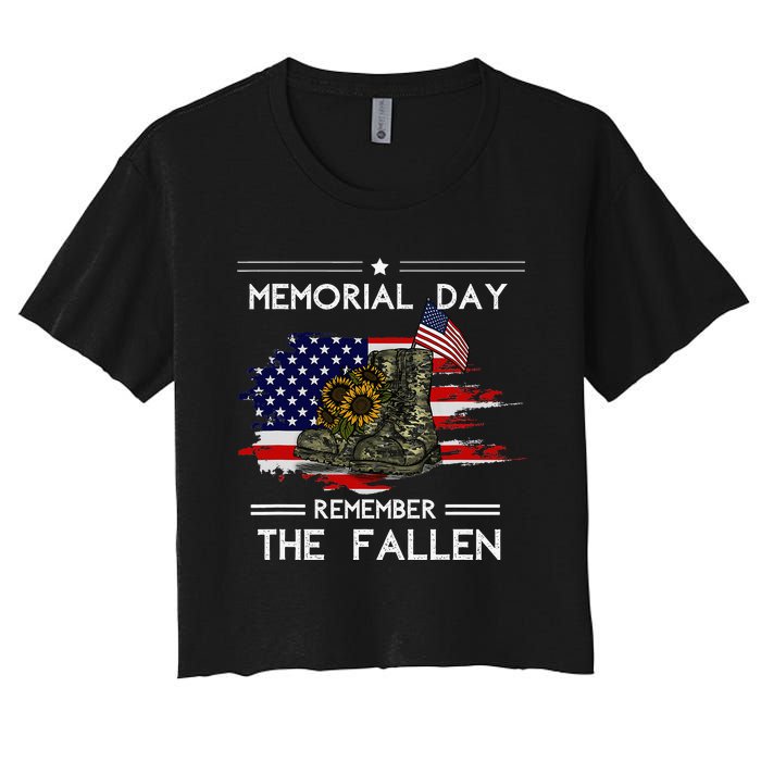 Memorial Day Remember The Fallen Veteran Military Women's Crop Top Tee