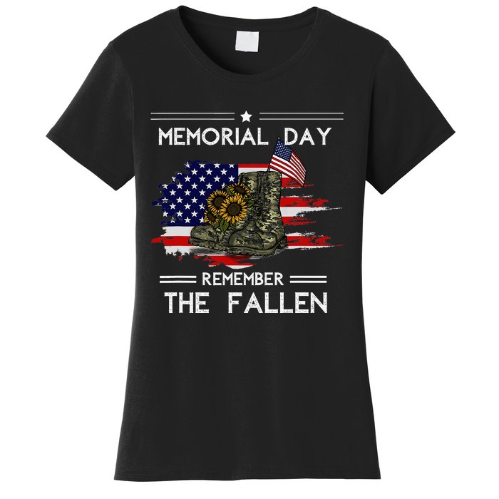 Memorial Day Remember The Fallen Veteran Military Women's T-Shirt