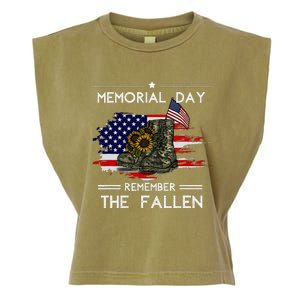 Memorial Day Remember The Fallen Veteran Military Garment-Dyed Women's Muscle Tee