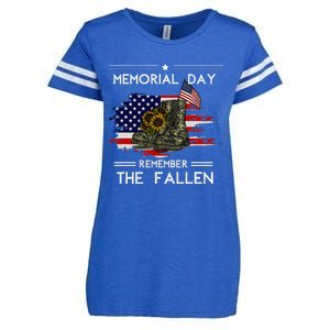 Memorial Day Remember The Fallen Veteran Military Enza Ladies Jersey Football T-Shirt