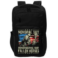 Memorial Day Remember The Fallen Veteran Military Vintage Impact Tech Backpack