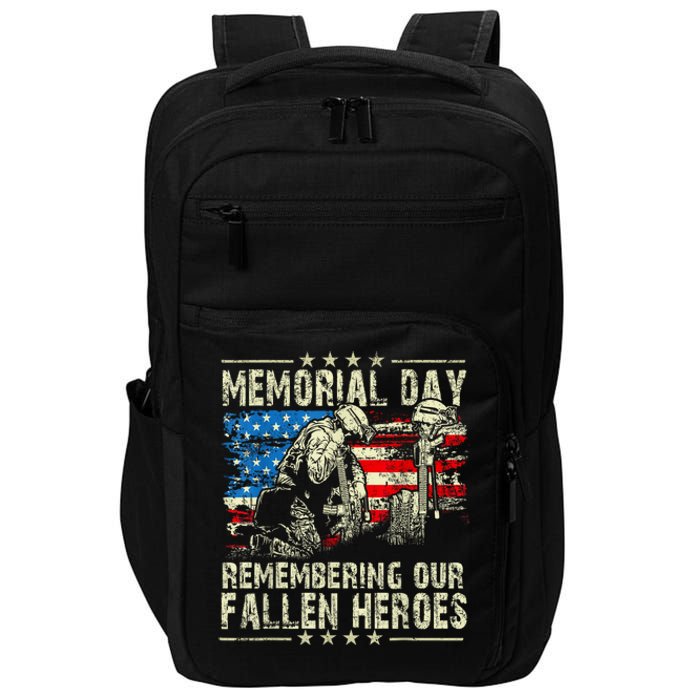 Memorial Day Remember The Fallen Veteran Military Vintage Impact Tech Backpack