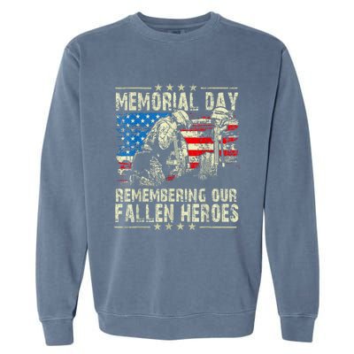 Memorial Day Remember The Fallen Veteran Military Vintage Garment-Dyed Sweatshirt