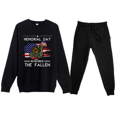 Memorial Day Remember The Fallen Veteran Military Vintage Premium Crewneck Sweatsuit Set