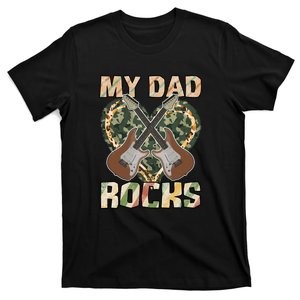 My Dad Rocks Guitar Music Heart Camo Father's Day T-Shirt