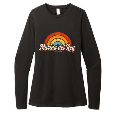 Marina Del Rey California Ca Vintage Rainbow Retro 70s Womens CVC Long Sleeve Shirt