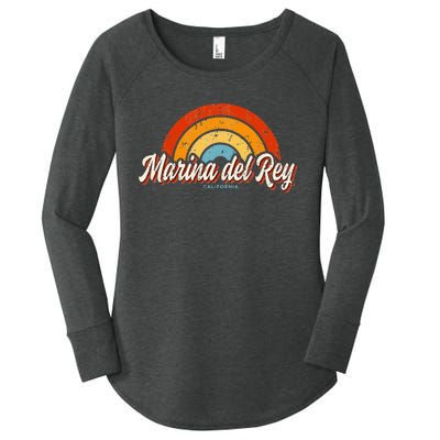 Marina Del Rey California Ca Vintage Rainbow Retro 70s Women's Perfect Tri Tunic Long Sleeve Shirt