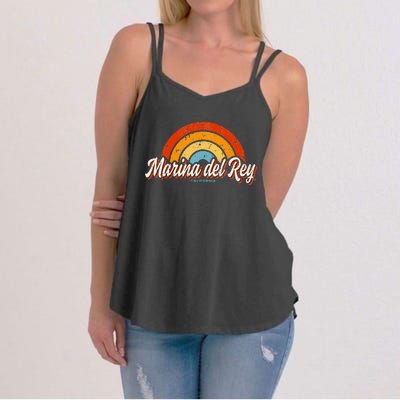 Marina Del Rey California Ca Vintage Rainbow Retro 70s Women's Strappy Tank