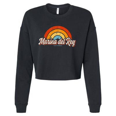 Marina Del Rey California Ca Vintage Rainbow Retro 70s Cropped Pullover Crew