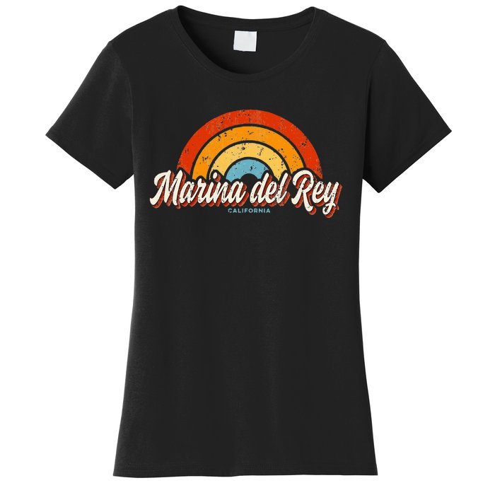 Marina Del Rey California Ca Vintage Rainbow Retro 70s Women's T-Shirt