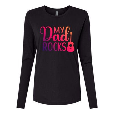 My Dad Rocks Guitar Gift Womens Cotton Relaxed Long Sleeve T-Shirt