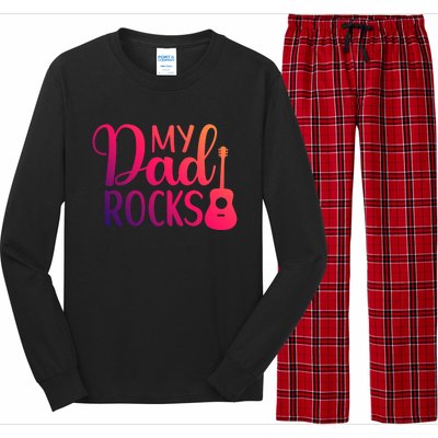 My Dad Rocks Guitar Gift Long Sleeve Pajama Set